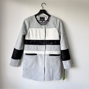 Sam Edelman Women's 'Aiden' Colorblock Faux Shearling Sherpa Coat Size XS